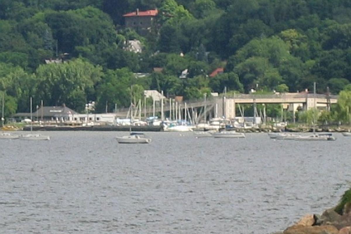 View of the Pedestrian Bridge from Half Moon Bay.