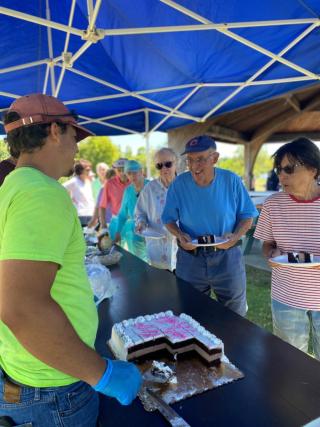Cake Being Served at Croton Senior Picnic