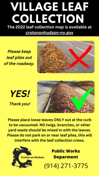 A reminder to avoid placing leaf piles in the roadway 