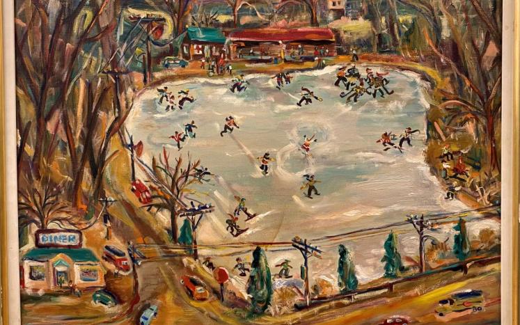Duck Pond Skating Painting