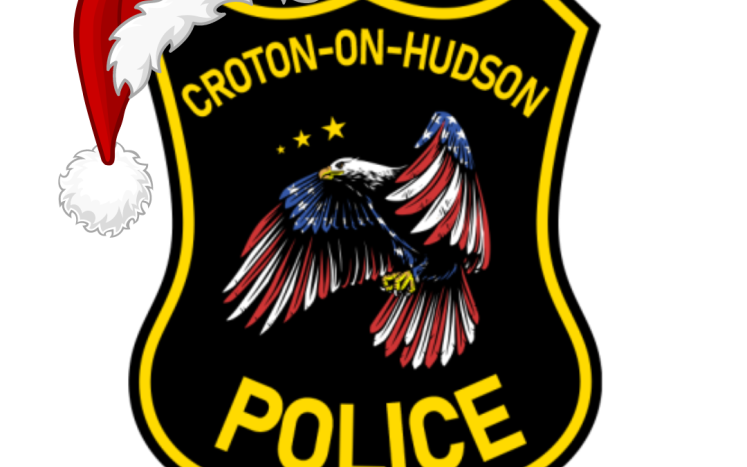 Croton Police Badge with Santa Hat